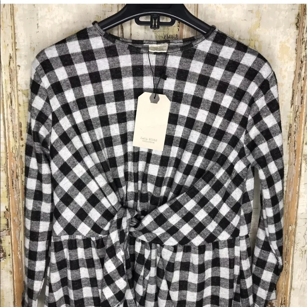 New Zara Girls Mini Buffalo Check Dress Size 9